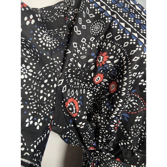 BloomChic Bandana Print Belted Pocket Surplice Neck Romper Black Size 26 NWT - Picture 10 of 16
